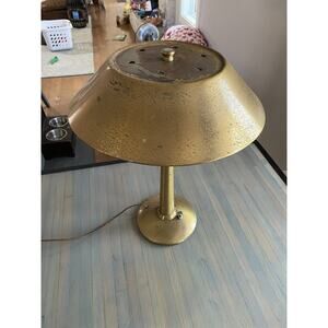 Vtg Mid Century National Lighting Company Brushed Brass UFO Heavy Table Lamp